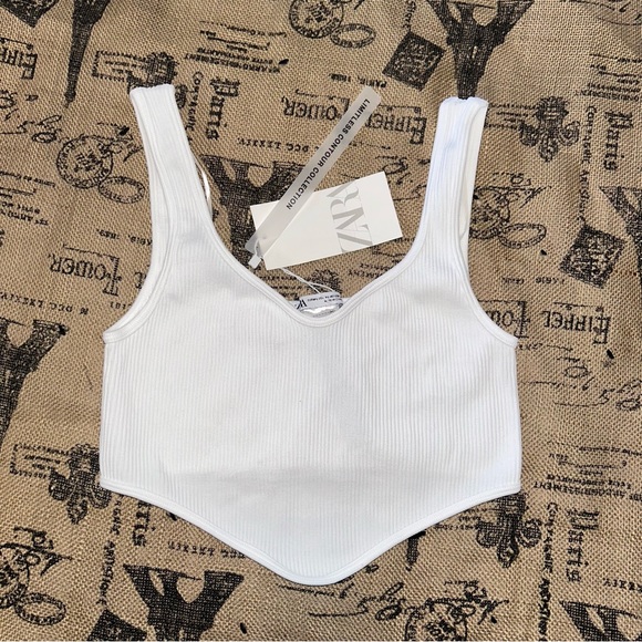 Zara NWT! White Seamless Corset Top Size M-L - Picture 2 of 13